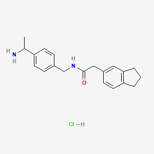 N-[[4-(1-Aminoethyl)phenyl]methyl]-2-(2,3-dihydro-1H-inden-5-yl)acetamide;hydrochloride