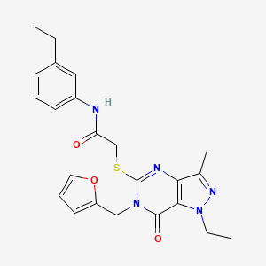 molecular formula C23H25N5O3S B2420866 2-((1-ethyl-6-(furan-2-ylmethyl)-3-methyl-7-oxo-6,7-dihydro-1H-pyrazolo[4,3-d]pyrimidin-5-yl)thio)-N-(3-ethylphenyl)acetamide CAS No. 1358234-77-1