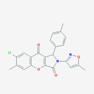 molecular formula C23H17ClN2O4 B242087 7-Chloro-6-methyl-2-(5-methyl-3-isoxazolyl)-1-(4-methylphenyl)-1,2-dihydrochromeno[2,3-c]pyrrole-3,9-dione 