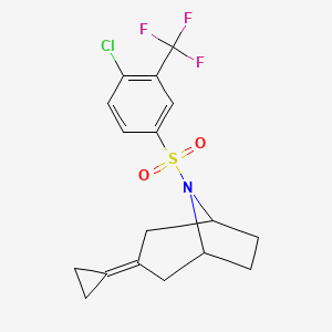 molecular formula C17H17ClF3NO2S B2420872 (1R,5S)-8-((4-氯-3-(三氟甲基)苯基)磺酰基)-3-环丙基亚甲基-8-氮杂双环[3.2.1]辛烷 CAS No. 2176338-58-0