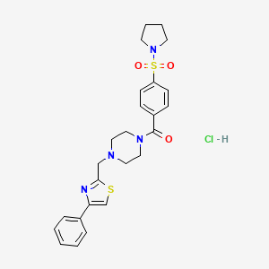 (4-((4-Phenylthiazol-2-yl)methyl)piperazin-1-yl)(4-(pyrrolidin-1-ylsulfonyl)phenyl)methanone hydrochloride