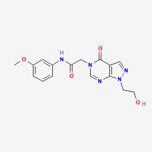 molecular formula C16H17N5O4 B2420880 2-[1-(2-hydroxyethyl)-4-oxopyrazolo[3,4-d]pyrimidin-5-yl]-N-(3-methoxyphenyl)acetamide CAS No. 900011-36-1