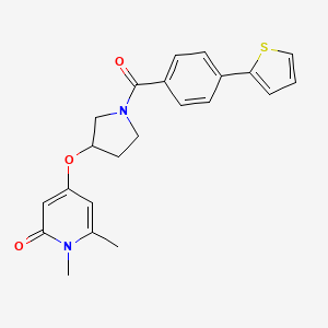 molecular formula C22H22N2O3S B2420883 1,6-二甲基-4-((1-(4-(噻吩-2-基)苯甲酰)吡咯烷-3-基)氧基)吡啶-2(1H)-酮 CAS No. 2034290-85-0