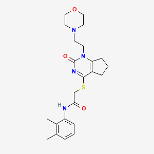 molecular formula C23H30N4O3S B2420886 N-(2,3-dimethylphenyl)-2-((1-(2-morpholinoethyl)-2-oxo-2,5,6,7-tetrahydro-1H-cyclopenta[d]pyrimidin-4-yl)thio)acetamide CAS No. 946372-55-0