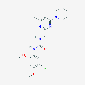 molecular formula C20H26ClN5O3 B2420887 1-(5-Chloro-2,4-dimethoxyphenyl)-3-((4-methyl-6-(piperidin-1-yl)pyrimidin-2-yl)methyl)urea CAS No. 1797077-71-4