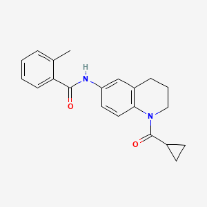 molecular formula C21H22N2O2 B2420903 N-[1-(cyclopropanecarbonyl)-3,4-dihydro-2H-quinolin-6-yl]-2-methylbenzamide CAS No. 899964-11-5