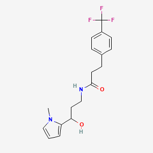 molecular formula C18H21F3N2O2 B2420905 N-(3-hydroxy-3-(1-methyl-1H-pyrrol-2-yl)propyl)-3-(4-(trifluoromethyl)phenyl)propanamide CAS No. 1795358-74-5