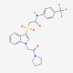 2-((1-(2-oxo-2-(pyrrolidin-1-yl)ethyl)-1H-indol-3-yl)sulfonyl)-N-(4-(trifluoromethyl)phenyl)acetamide