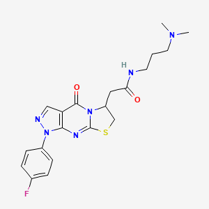 N-(3-(dimethylamino)propyl)-2-(1-(4-fluorophenyl)-4-oxo-1,4,6,7-tetrahydropyrazolo[3,4-d]thiazolo[3,2-a]pyrimidin-6-yl)acetamide