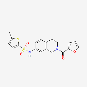 molecular formula C19H18N2O4S2 B2420938 N-(2-(furan-2-carbonyl)-1,2,3,4-tetrahydroisoquinolin-7-yl)-5-methylthiophene-2-sulfonamide CAS No. 955723-44-1