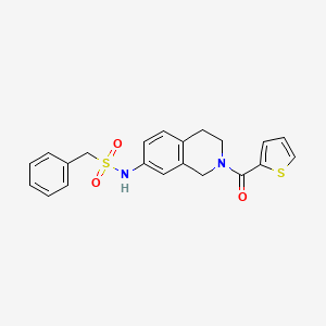molecular formula C21H20N2O3S2 B2420949 1-phenyl-N-(2-(thiophene-2-carbonyl)-1,2,3,4-tetrahydroisoquinolin-7-yl)methanesulfonamide CAS No. 955651-89-5