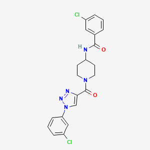 molecular formula C21H19Cl2N5O2 B2420960 3-氯-N-(1-(1-(3-氯苯基)-1H-1,2,3-三唑-4-羰基)哌啶-4-基)苯甲酰胺 CAS No. 1251682-47-9
