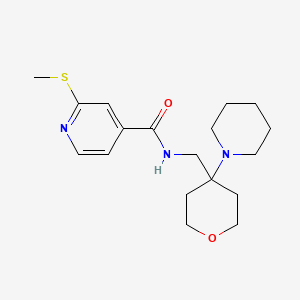molecular formula C18H27N3O2S B2420979 2-(methylsulfanyl)-N-{[4-(piperidin-1-yl)oxan-4-yl]methyl}pyridine-4-carboxamide CAS No. 1355622-94-4