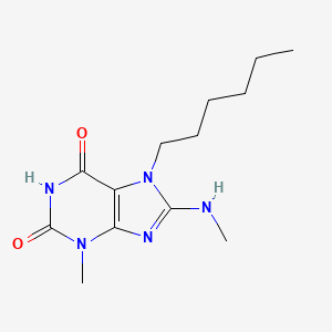 molecular formula C13H21N5O2 B2420988 7-Hexyl-3-methyl-8-(methylamino)purine-2,6-dione CAS No. 300838-19-1