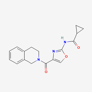 molecular formula C17H17N3O3 B2420993 N-(4-(1,2,3,4-tetrahydroisoquinoline-2-carbonyl)oxazol-2-yl)cyclopropanecarboxamide CAS No. 1396677-08-9
