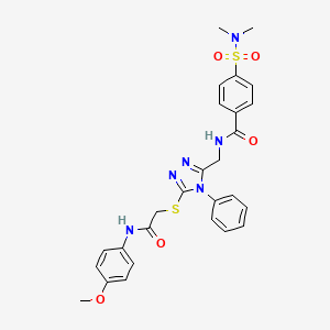 molecular formula C27H28N6O5S2 B2420997 4-(N,N-dimethylsulfamoyl)-N-((5-((2-((4-methoxyphenyl)amino)-2-oxoethyl)thio)-4-phenyl-4H-1,2,4-triazol-3-yl)methyl)benzamide CAS No. 393875-18-8