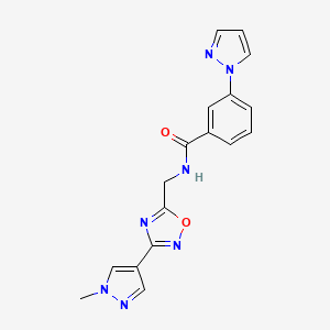 N-((3-(1-methyl-1H-pyrazol-4-yl)-1,2,4-oxadiazol-5-yl)methyl)-3-(1H-pyrazol-1-yl)benzamide
