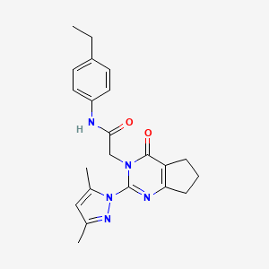 molecular formula C22H25N5O2 B2421011 2-(2-(3,5-二甲基-1H-吡唑-1-基)-4-氧代-4,5,6,7-四氢-3H-环戊[d]嘧啶-3-基)-N-(4-乙基苯基)乙酰胺 CAS No. 1007279-69-7
