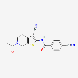 N-(6-acetyl-3-cyano-4,5,6,7-tetrahydrothieno[2,3-c]pyridin-2-yl)-4-cyanobenzamide