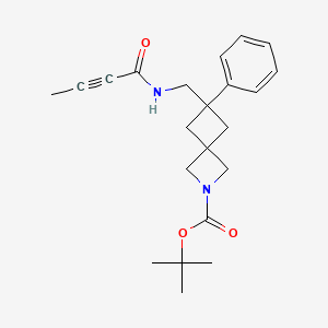 molecular formula C22H28N2O3 B2421016 Tert-butyl 6-[(but-2-ynoylamino)methyl]-6-phenyl-2-azaspiro[3.3]heptane-2-carboxylate CAS No. 2411257-55-9