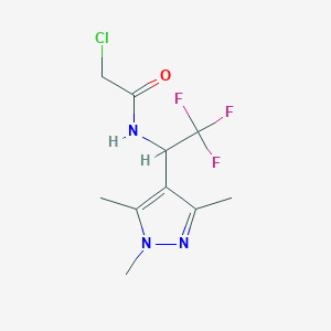 molecular formula C10H13ClF3N3O B2421021 2-Chloro-N-[2,2,2-trifluoro-1-(1,3,5-trimethylpyrazol-4-yl)ethyl]acetamide CAS No. 2411220-48-7