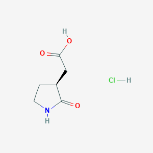 molecular formula C6H10ClNO3 B2421022 2-[(3S)-2-氧代吡咯烷-3-基]乙酸；盐酸盐 CAS No. 2490314-54-8