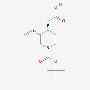 molecular formula C14H23NO4 B2421028 2-[(3R,4S)-3-Ethenyl-1-[(2-methylpropan-2-yl)oxycarbonyl]piperidin-4-yl]acetic acid CAS No. 233745-94-3