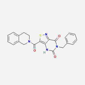 molecular formula C22H18N4O3S B2421036 6-benzyl-3-[3,4-dihydro-2(1H)-isoquinolinylcarbonyl]isothiazolo[4,3-d]pyrimidine-5,7(4H,6H)-dione CAS No. 1251597-92-8