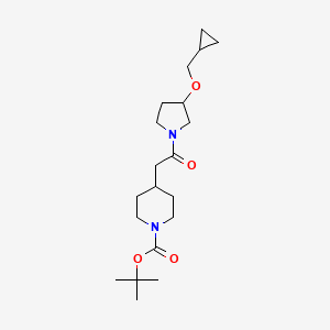 molecular formula C20H34N2O4 B2421047 Tert-butyl 4-(2-(3-(cyclopropylmethoxy)pyrrolidin-1-yl)-2-oxoethyl)piperidine-1-carboxylate CAS No. 2034539-18-7