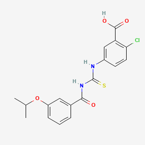 molecular formula C18H17ClN2O4S B2421061 2-Chloro-5-({[(3-isopropoxybenzoyl)amino]carbonothioyl}amino)benzoic acid CAS No. 434309-87-2