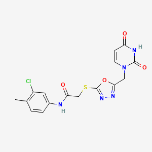 N-(3-chloro-4-methylphenyl)-2-((5-((2,4-dioxo-3,4-dihydropyrimidin-1(2H)-yl)methyl)-1,3,4-oxadiazol-2-yl)thio)acetamide