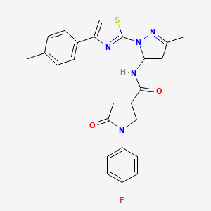 molecular formula C25H22FN5O2S B2421087 1-(4-氟苯基)-N-(3-甲基-1-(4-(对甲苯基)噻唑-2-基)-1H-吡唑-5-基)-5-氧代吡咯烷-3-甲酰胺 CAS No. 1019103-38-8