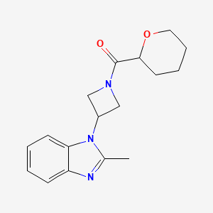 molecular formula C17H21N3O2 B2421088 [3-(2-Methylbenzimidazol-1-yl)azetidin-1-yl]-(oxan-2-yl)methanone CAS No. 2380175-75-5