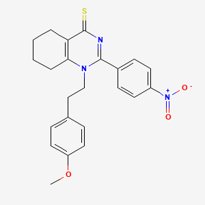 molecular formula C23H23N3O3S B2421092 1-(4-甲氧基苯乙基)-2-(4-硝基苯基)-5,6,7,8-四氢喹唑啉-4(1H)-硫酮 CAS No. 616214-21-2