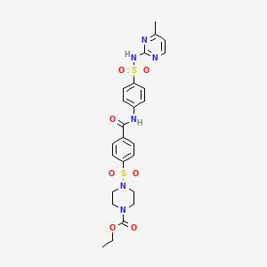 ethyl 4-((4-((4-(N-(4-methylpyrimidin-2-yl)sulfamoyl)phenyl)carbamoyl)phenyl)sulfonyl)piperazine-1-carboxylate
