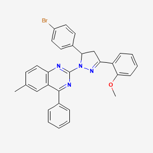 2-(5-(4-bromophenyl)-3-(2-methoxyphenyl)-4,5-dihydro-1H-pyrazol-1-yl)-6-methyl-4-phenylquinazoline