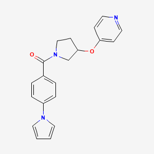 molecular formula C20H19N3O2 B2421108 （4-(1H-吡咯-1-基)苯基)(3-(吡啶-4-氧基)吡咯烷-1-基)甲酮 CAS No. 2034616-82-3