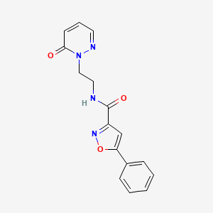 molecular formula C16H14N4O3 B2421110 N-(2-(6-oxopyridazin-1(6H)-yl)ethyl)-5-phenylisoxazole-3-carboxamide CAS No. 1208543-29-6