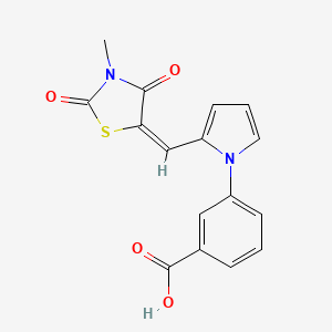 3-{2-[(E)-(3-methyl-2,4-dioxo-1,3-thiazolidin-5-ylidene)methyl]-1H-pyrrol-1-yl}benzoic acid