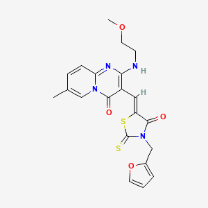 (Z)-3-(furan-2-ylmethyl)-5-((2-((2-methoxyethyl)amino)-7-methyl-4-oxo-4H-pyrido[1,2-a]pyrimidin-3-yl)methylene)-2-thioxothiazolidin-4-one
