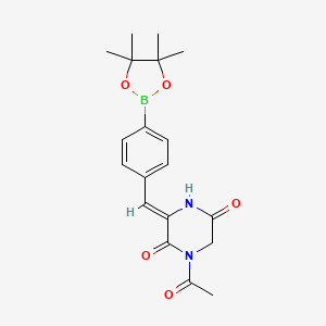 molecular formula C19H23BN2O5 B2421124 (3Z)-1-acetyl-3-{[4-(4,4,5,5-tetramethyl-1,3,2-dioxaborolan-2-yl)phenyl]methylidene}piperazine-2,5-dione CAS No. 2490665-92-2