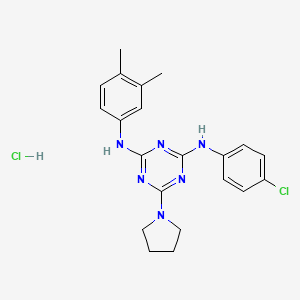 N2-(4-chlorophenyl)-N4-(3,4-dimethylphenyl)-6-(pyrrolidin-1-yl)-1,3,5-triazine-2,4-diamine hydrochloride
