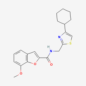 molecular formula C20H22N2O3S B2421141 N-((4-环己基噻唑-2-基)甲基)-7-甲氧基苯并呋喃-2-甲酰胺 CAS No. 2034589-20-1