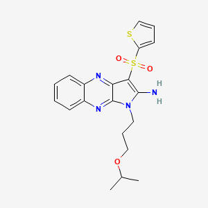 molecular formula C20H22N4O3S2 B2421144 1-(3-isopropoxypropyl)-3-(thiophen-2-ylsulfonyl)-1H-pyrrolo[2,3-b]quinoxalin-2-amine CAS No. 845799-66-8