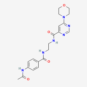 molecular formula C20H24N6O4 B2421163 N-(2-(4-乙酰氨基苯甲酰胺)乙基)-6-吗啉嘧啶-4-甲酰胺 CAS No. 1903285-67-5