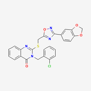 2-(((3-(benzo[d][1,3]dioxol-5-yl)-1,2,4-oxadiazol-5-yl)methyl)thio)-3-(2-chlorobenzyl)quinazolin-4(3H)-one
