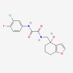 molecular formula C17H16ClFN2O4 B2421173 N1-(3-chloro-4-fluorophenyl)-N2-((4-hydroxy-4,5,6,7-tetrahydrobenzofuran-4-yl)methyl)oxalamide CAS No. 2320473-32-1