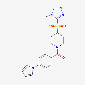 molecular formula C19H21N5O3S B2421183 (4-(1H-pyrrol-1-yl)phenyl)(4-((4-methyl-4H-1,2,4-triazol-3-yl)sulfonyl)piperidin-1-yl)methanone CAS No. 1448131-65-4