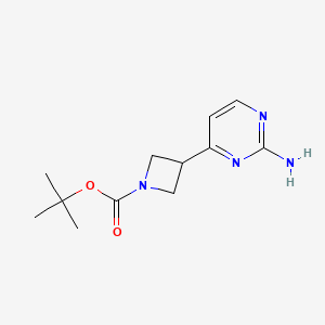 molecular formula C12H18N4O2 B2421188 叔丁基 3-(2-氨基嘧啶-4-基)氮杂环丁烷-1-羧酸酯 CAS No. 2163343-18-6