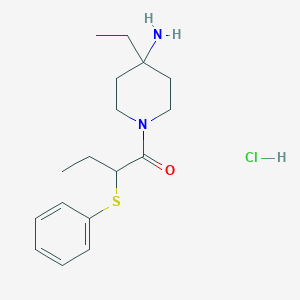 molecular formula C17H27ClN2OS B2421189 1-(4-氨基-4-乙基哌啶-1-基)-2-苯硫基丁烷-1-酮;盐酸盐 CAS No. 2418668-22-9